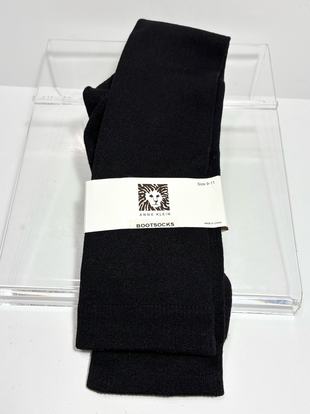 Anne Klein Black Boot Socks Rib Knit Women’s Size 9-11